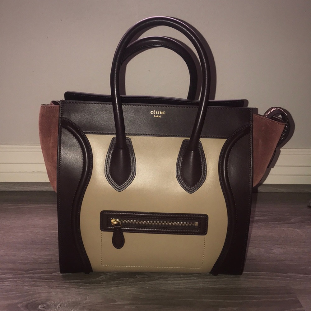 Celine Mini Luggage Tricolor Beige Authentic
